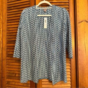 NWT Chicos lightweight knit sea blue 3/4 sleeve jacket cardigan, size 0 (S)